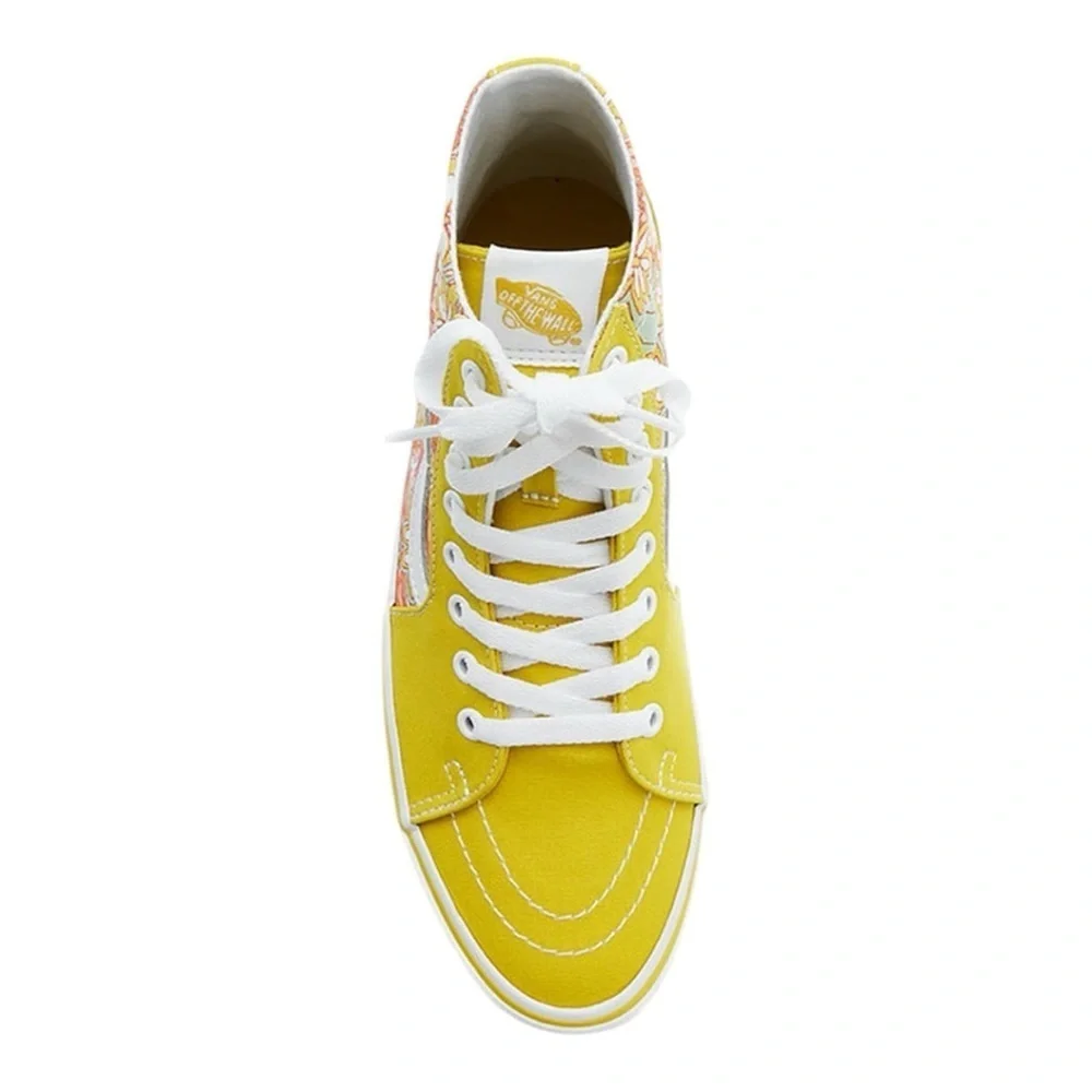 Vans Floral Yellow and Orange Sneakers UNISEX MEN 5.5  WOMEN 7